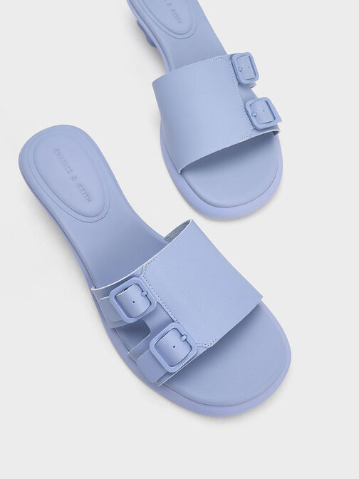 Double Buckle Sculptural Mules, Lilac, hi-res