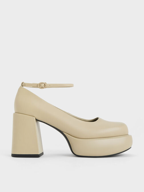 Monique Ankle-Strap Platform Pumps, Chalk, hi-res