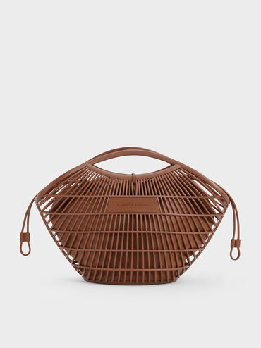 Calypso Fan Curved-Handle Bag, Chocolate, hi-res