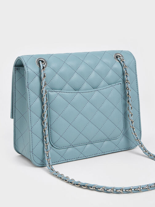 Cressida Quilted Chain Strap Bag, Slate Blue, hi-res