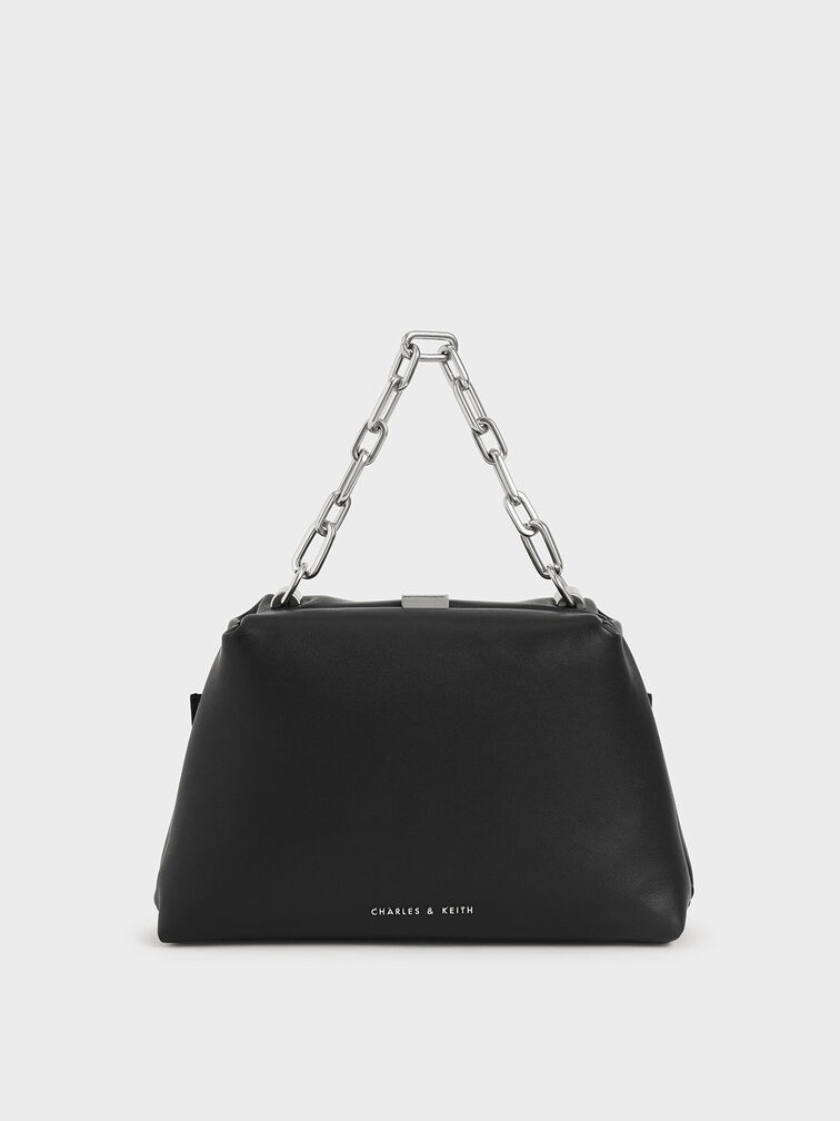 Chain Top Handle Bag, Black, hi-res