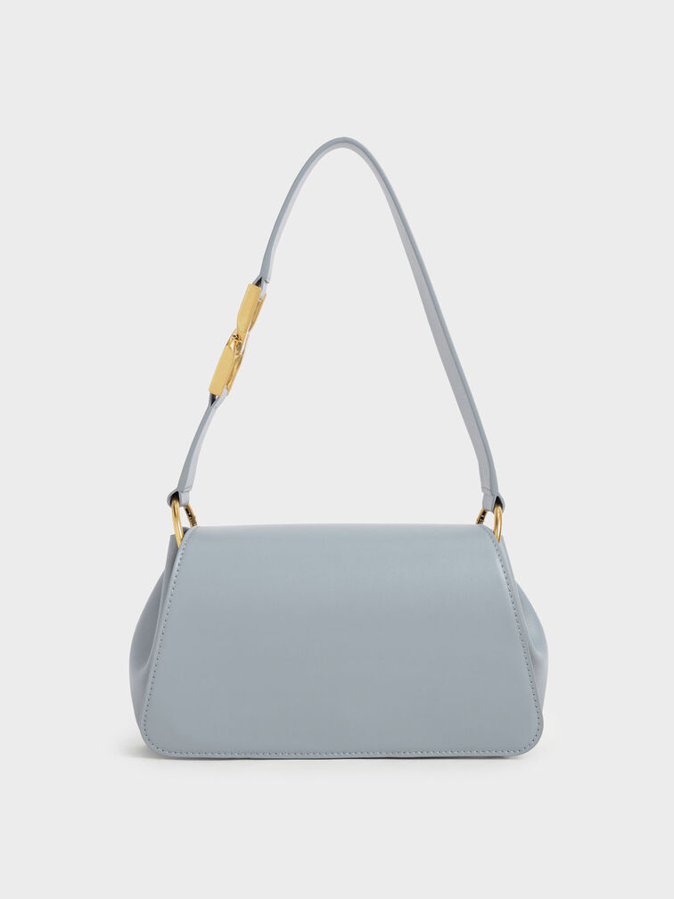 Esme Buckle Detail Shoulder Bag, Steel Blue, hi-res