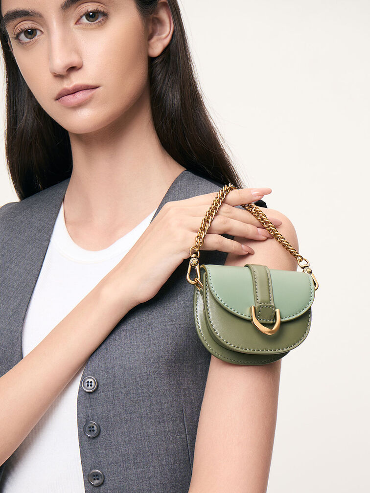 Micro Gabine Two-Tone Saddle Bag​, Olive, hi-res