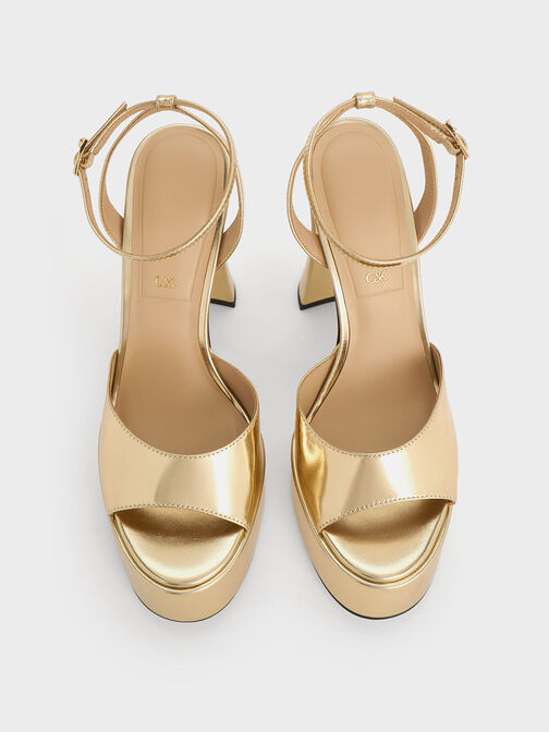 Michelle Metallic Leather Platform Sandals, Dorado, hi-res