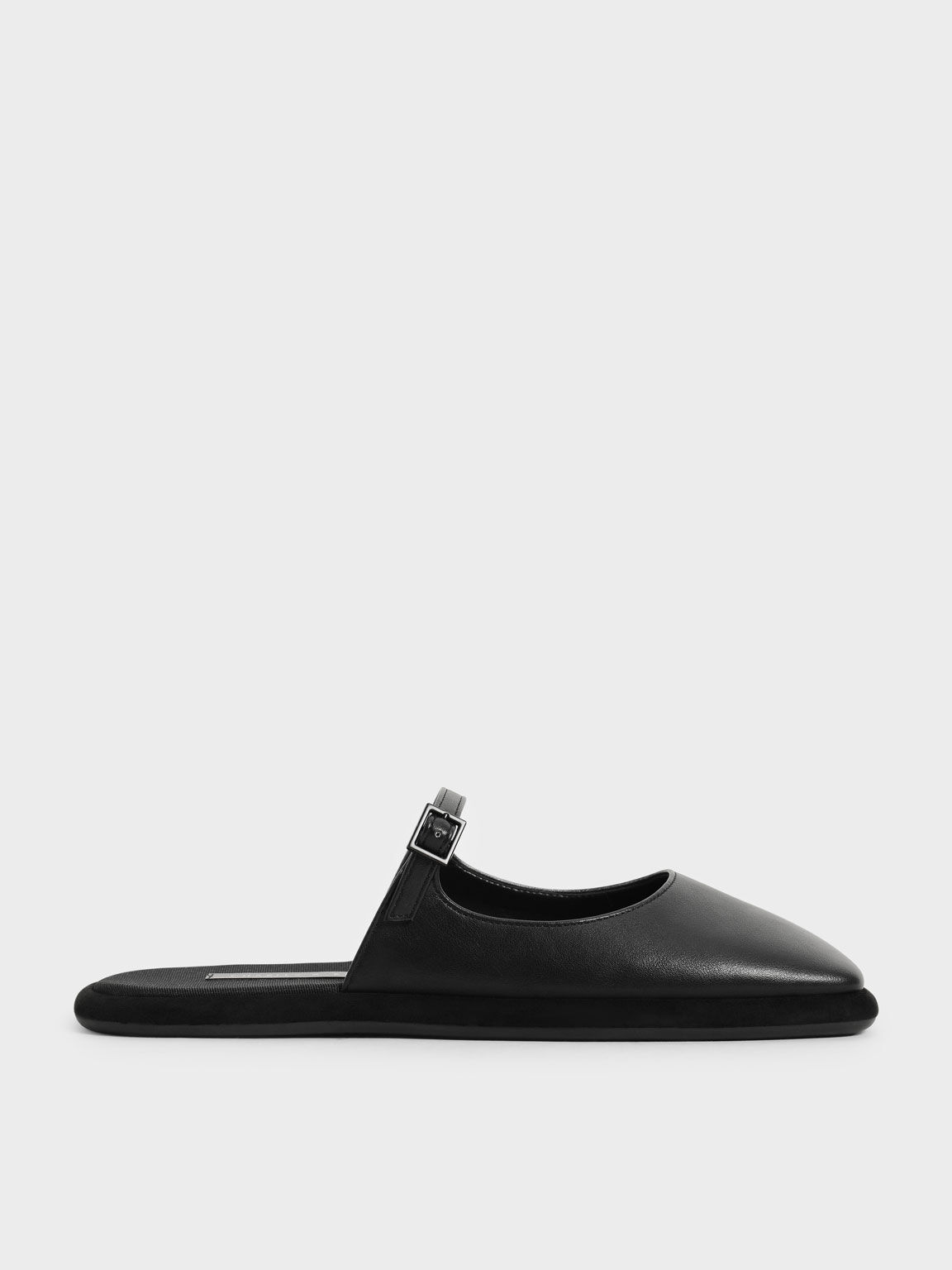 Square Toe Flat Mules, Black, hi-res