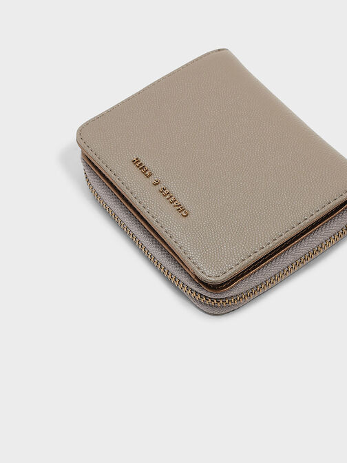 Zipped Small Wallet, Taupe, hi-res
