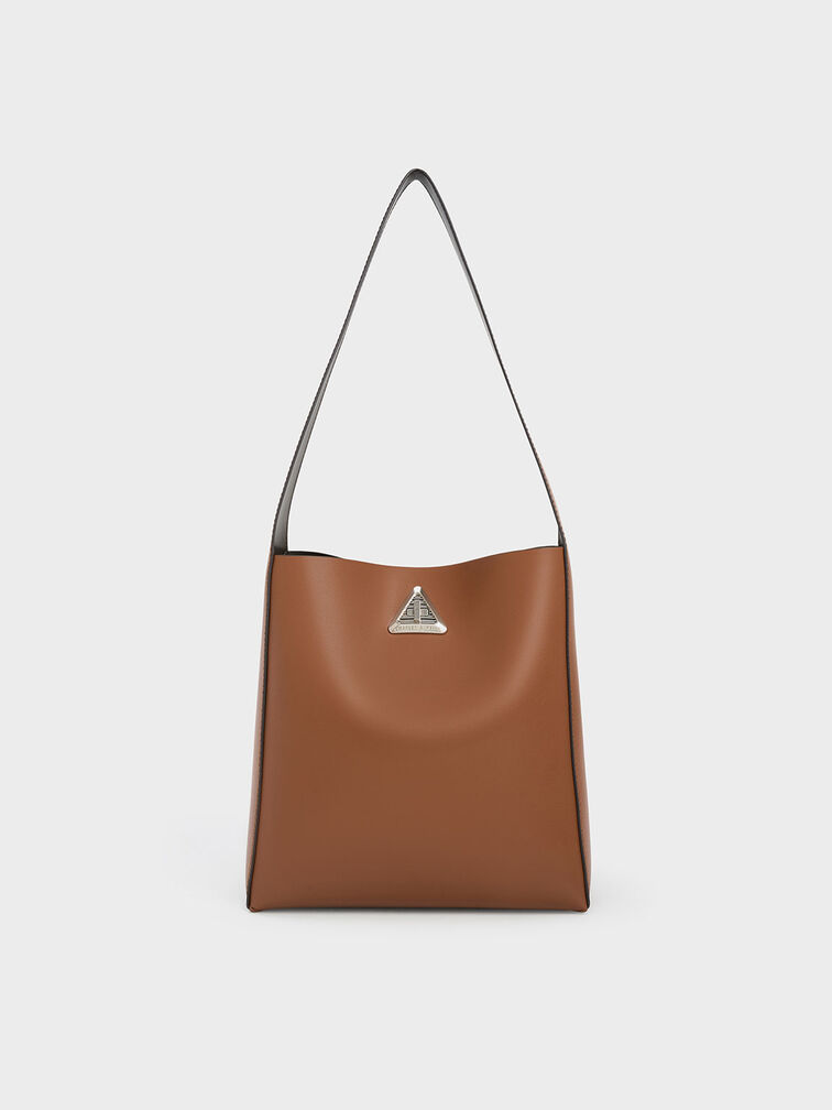 Small Flap Bucket Bag Turn Lock Minimalist