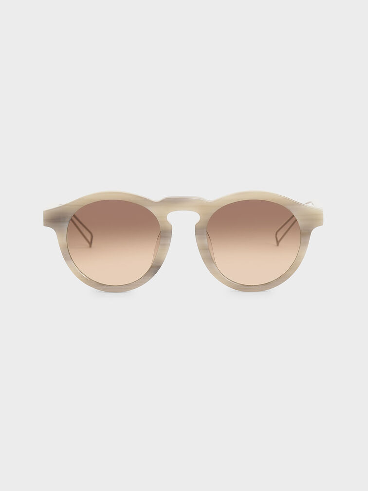 Round Acetate Sunglasses, Cream, hi-res