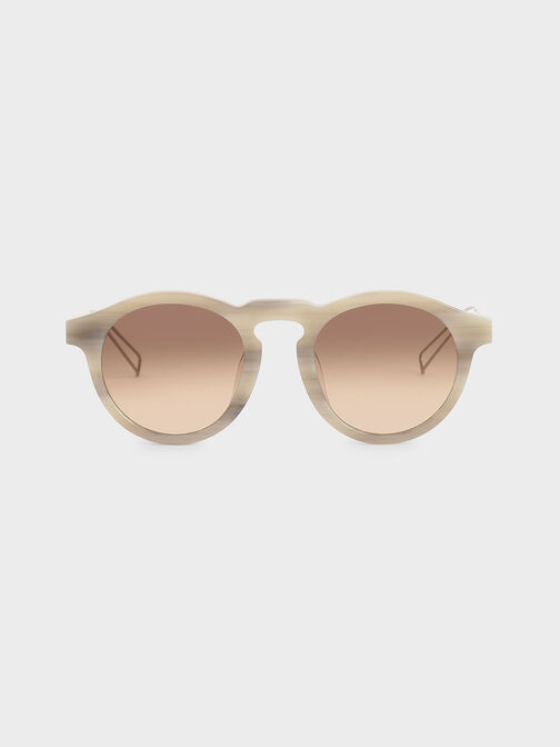 Round Acetate Sunglasses, Cream, hi-res