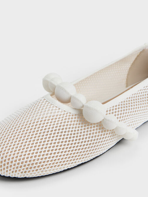 Leather Mesh Beaded Mary Jane Flats, Chalk, hi-res