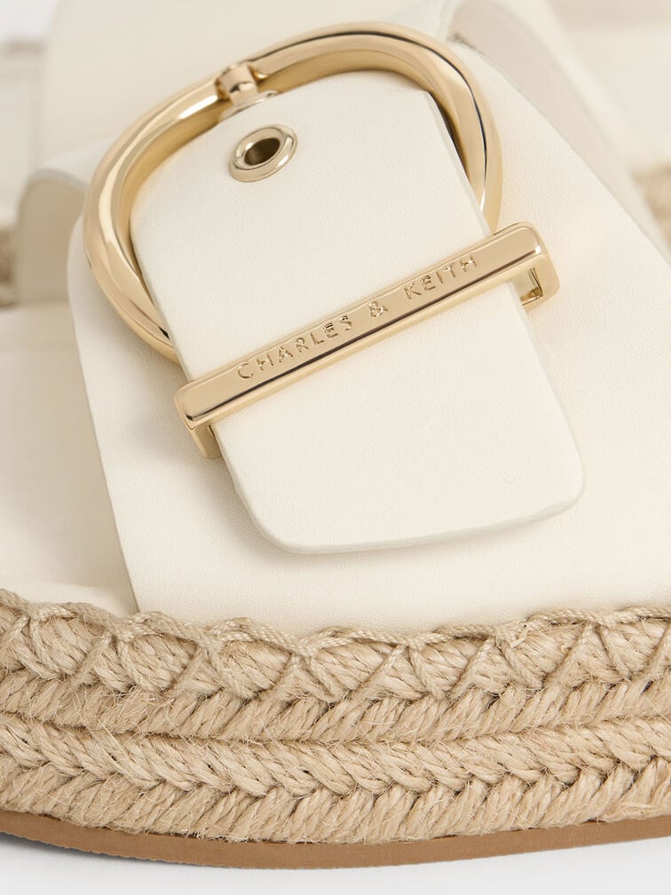 Buckled Espadrille Sandals, Cream, hi-res