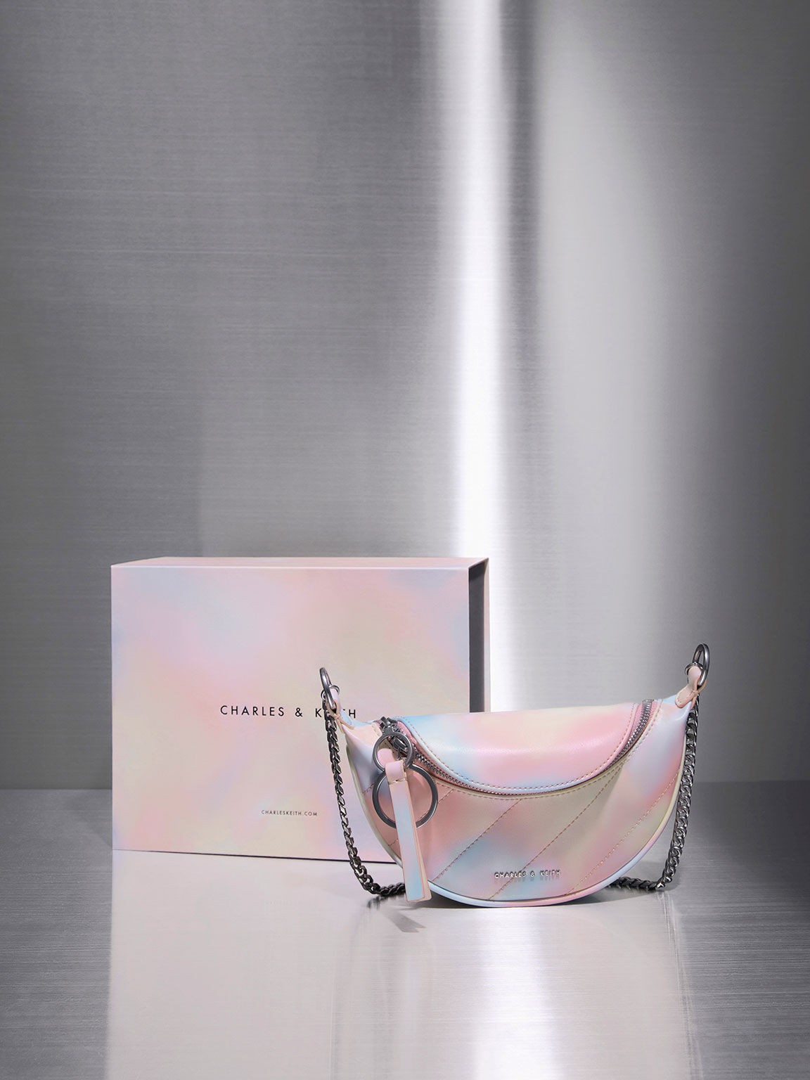 Philomena Swirl-Print Half-Moon Crossbody Bag, Multi, hi-res