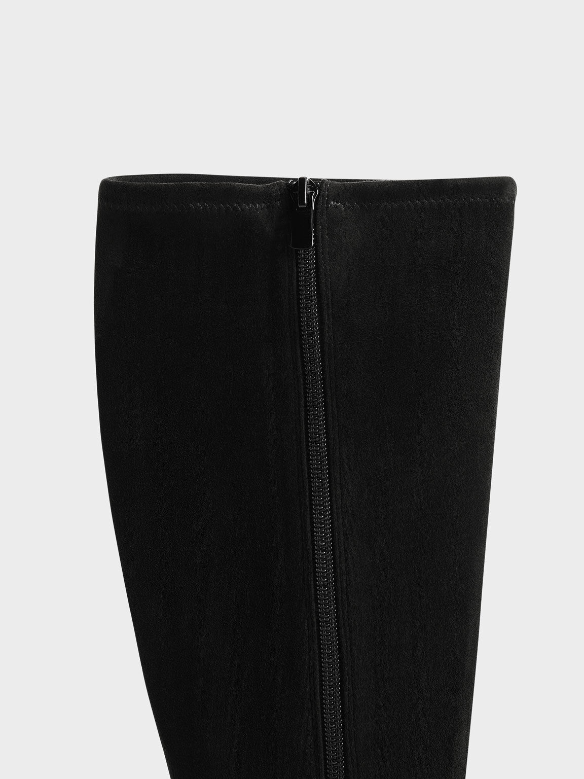 Textured Knee High Flat Boots, Black Textured, hi-res
