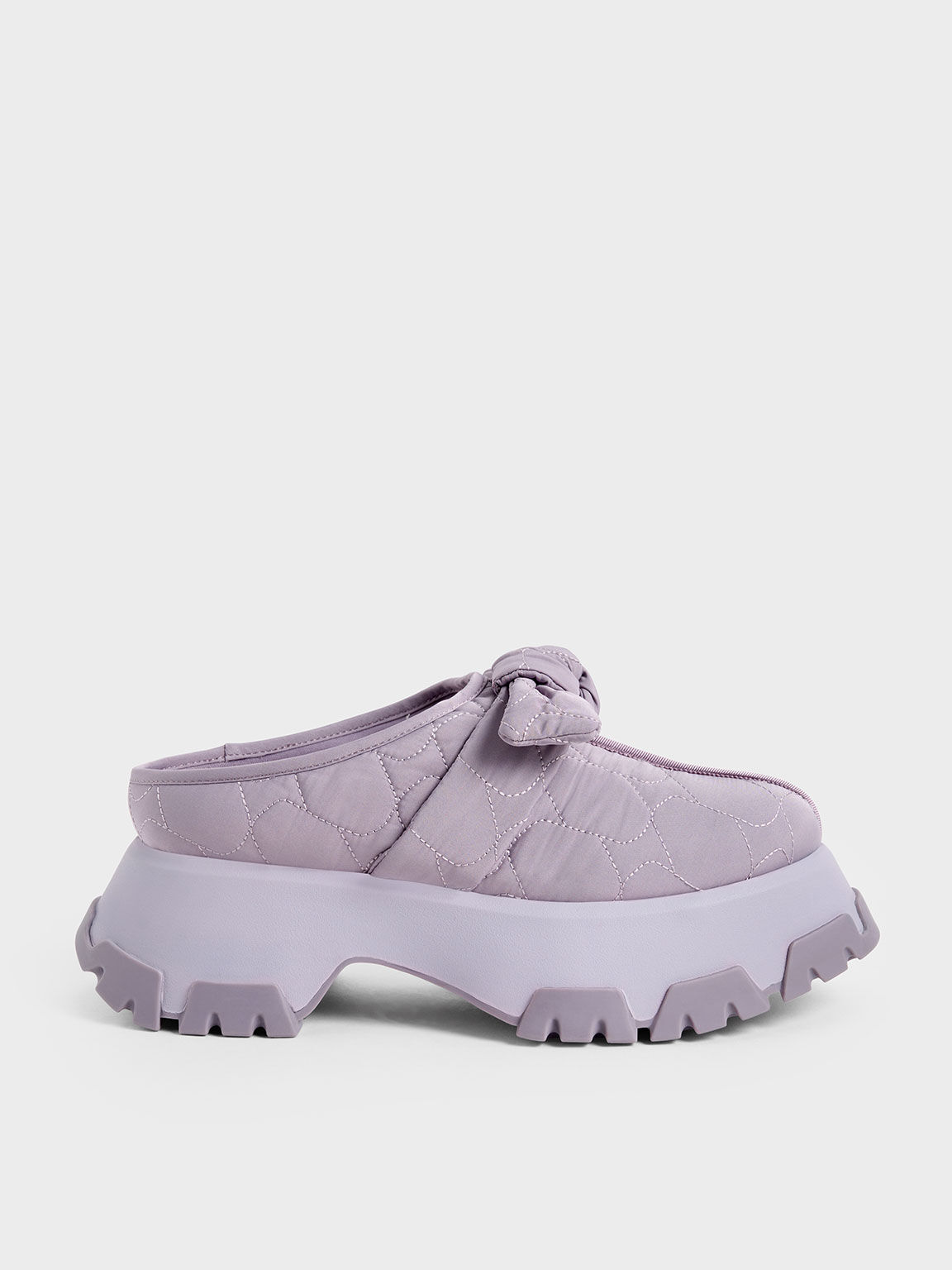 澎澎衍縫扭結穆勒鞋, 紫丁香色, hi-res