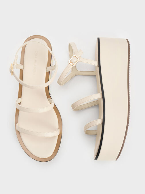 Strappy Flatform Wedge Sandals, Chalk, hi-res