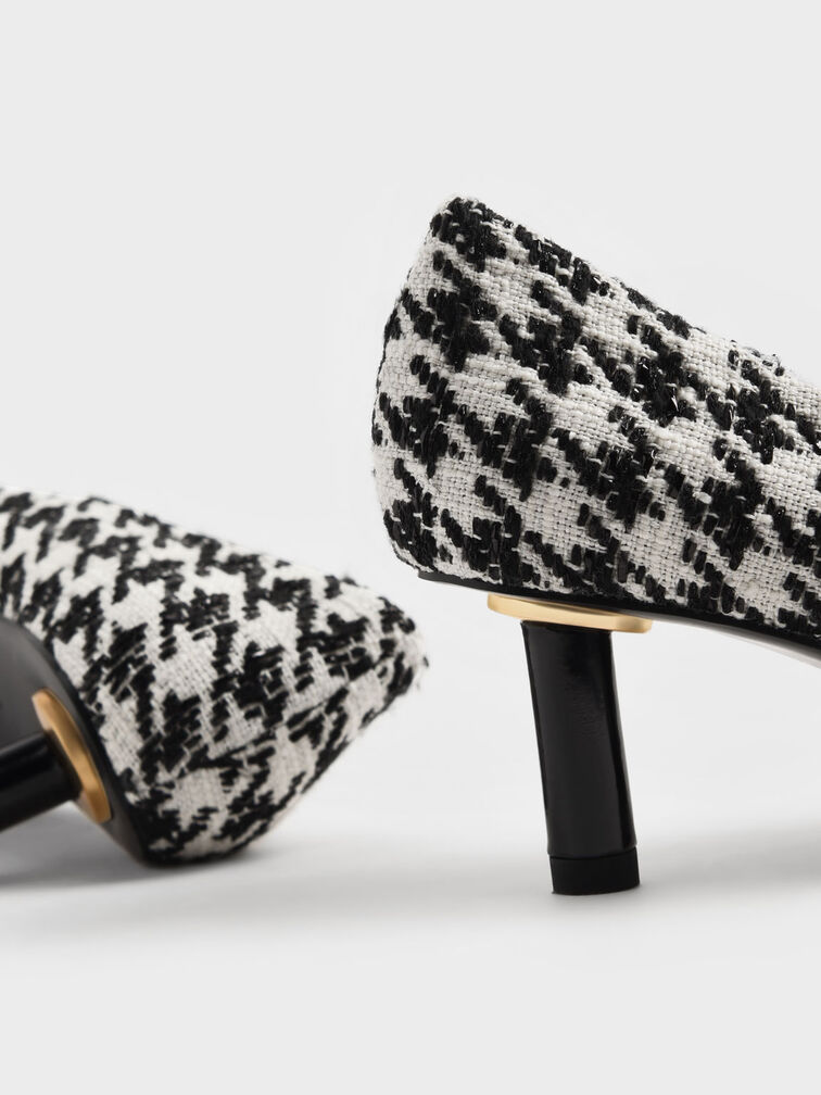 Houndstooth Print Cylindrical Kitten Heel Pumps, Multi, hi-res