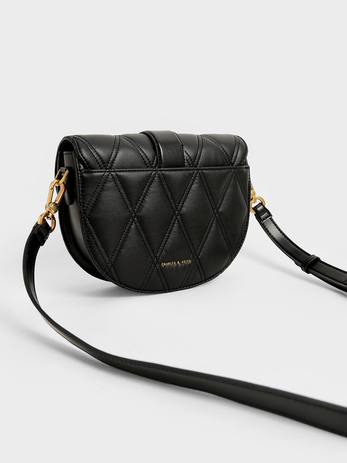 Gabine Quilted Saddle Bag, Black, hi-res