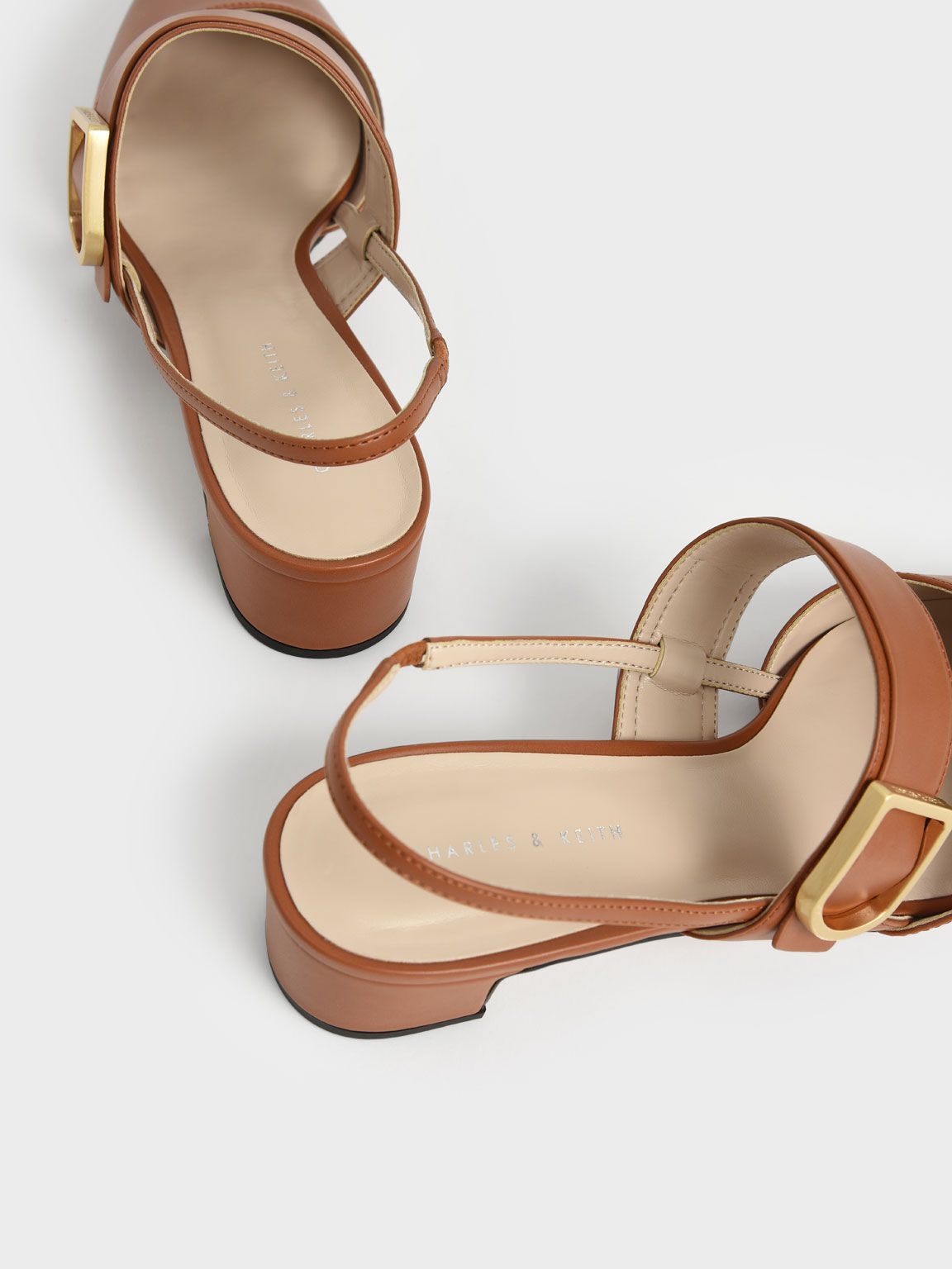 Buckle Slingback Pumps, Cognac, hi-res