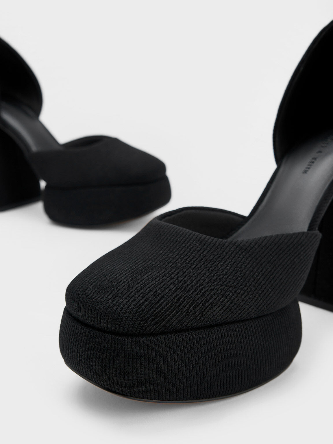 Zapatos D'Orsay Tejidos con Plataforma y Hebilla, Negro, hi-res
