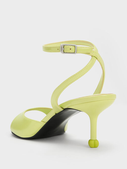 Sculptural Heel Ankle-Strap Pumps, Lime, hi-res