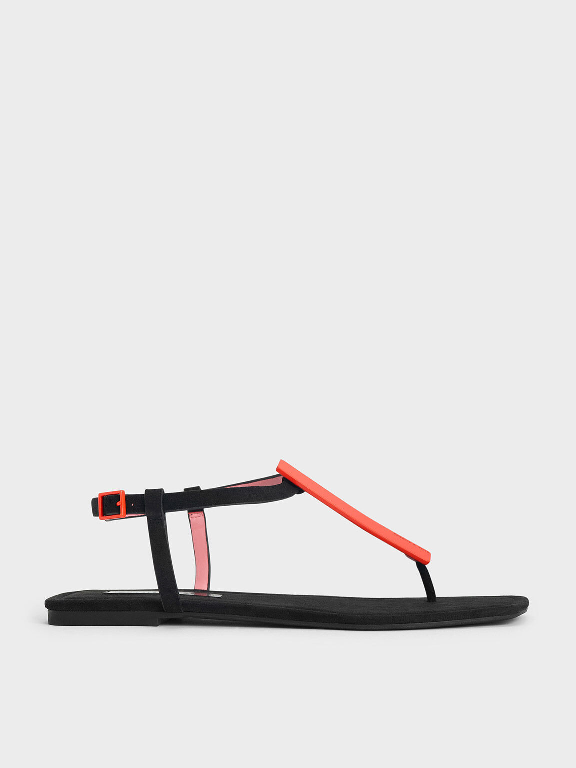 Black Textured Textured Metallic Accent T Bar Thong Sandals