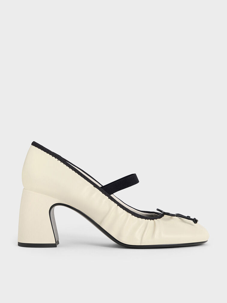 Mino Ruched Mary Jane Pumps, Chalk, hi-res