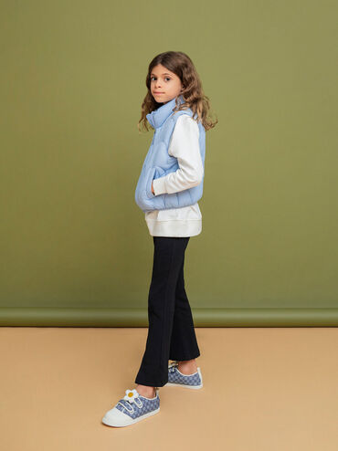 兒童小花格紋休閒鞋, 藍色, hi-res