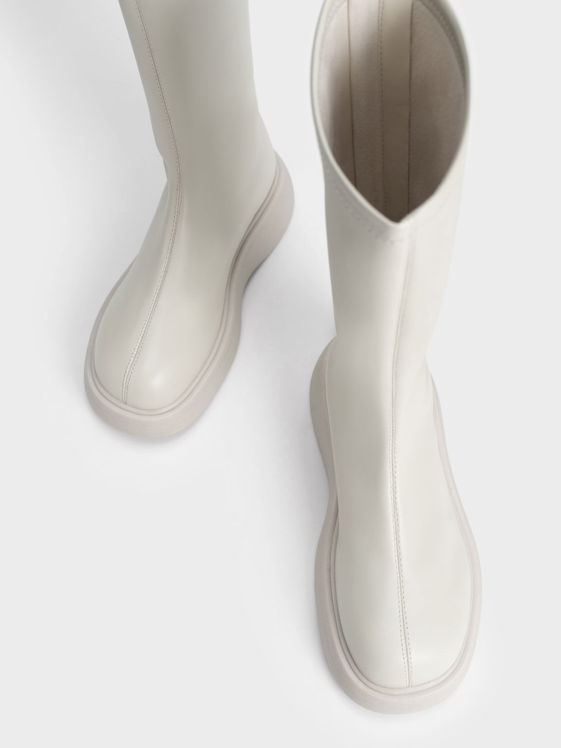 Chunky Sole Knee-High Boots, Chalk, hi-res