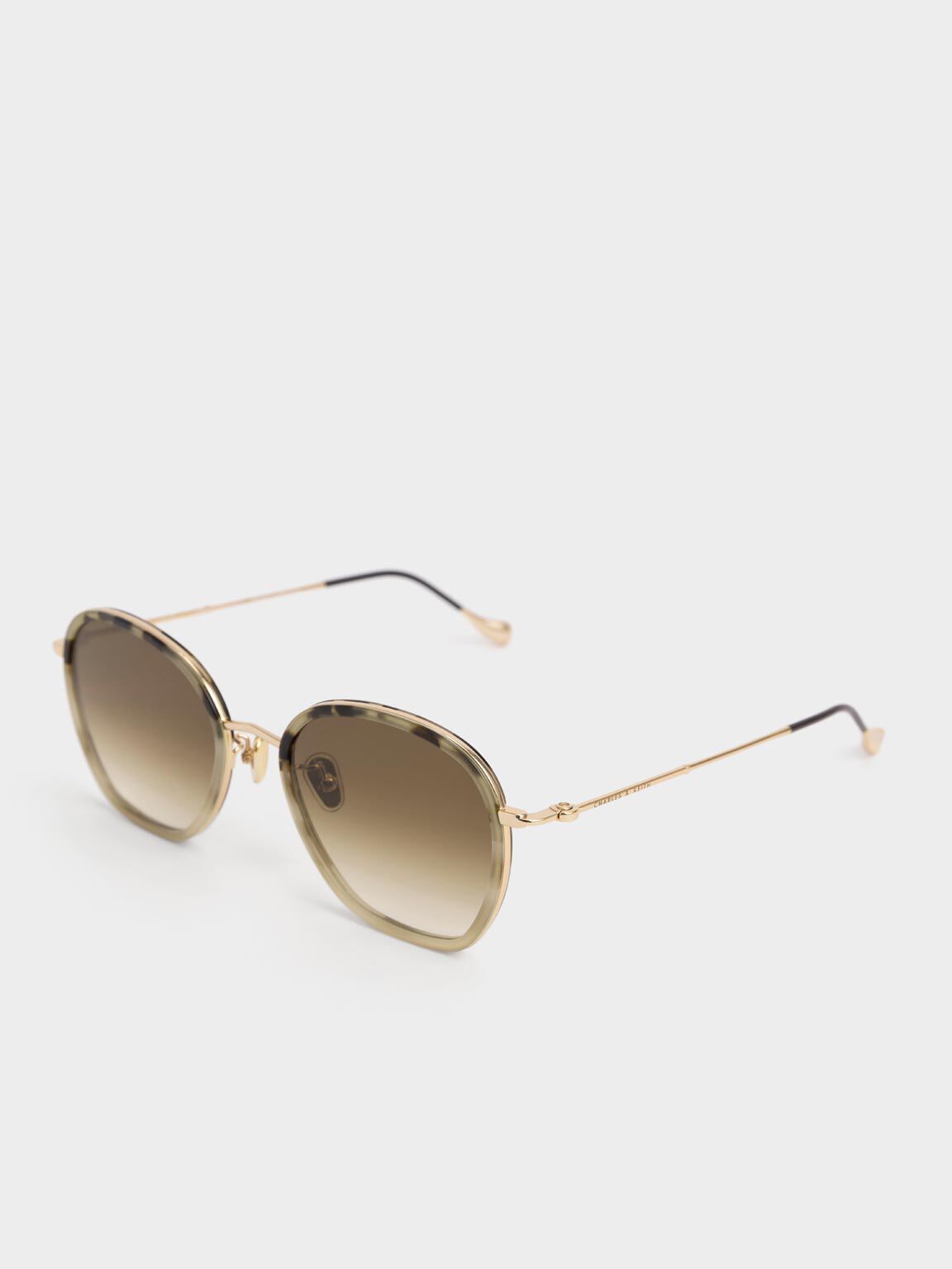 Recycled Acetate Butterfly Sunglasses, Taupe, hi-res