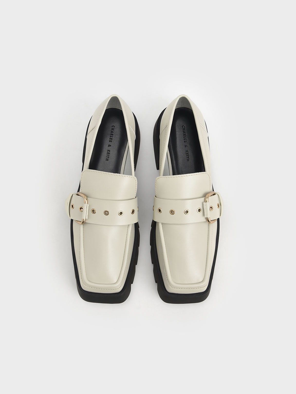 Fay Buckled Chunky Penny Loafers, Chalk, hi-res
