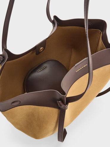 Large Calla Suede Tote Bag, Sahara Sand, hi-res