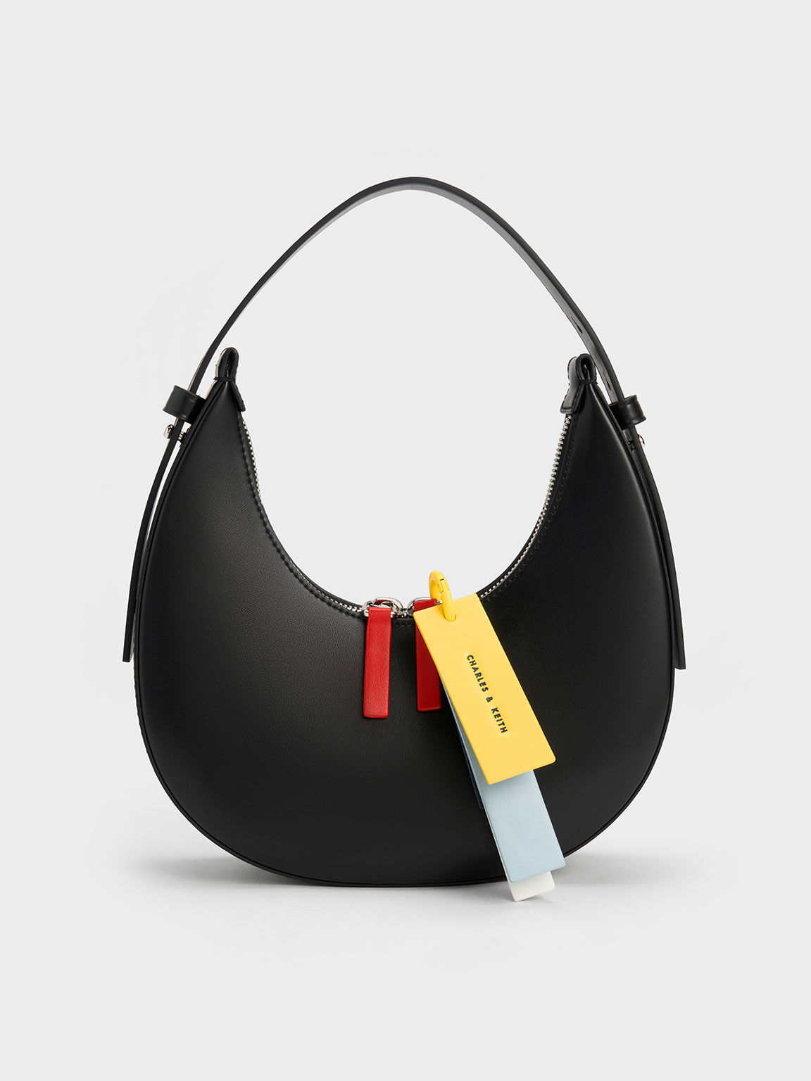Cockade Crescent Hobo Bag, Black, hi-res
