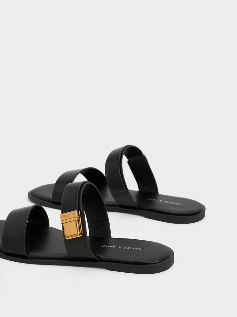 Black Dove Double-Strap Sandals - CHARLES & KEITH SG