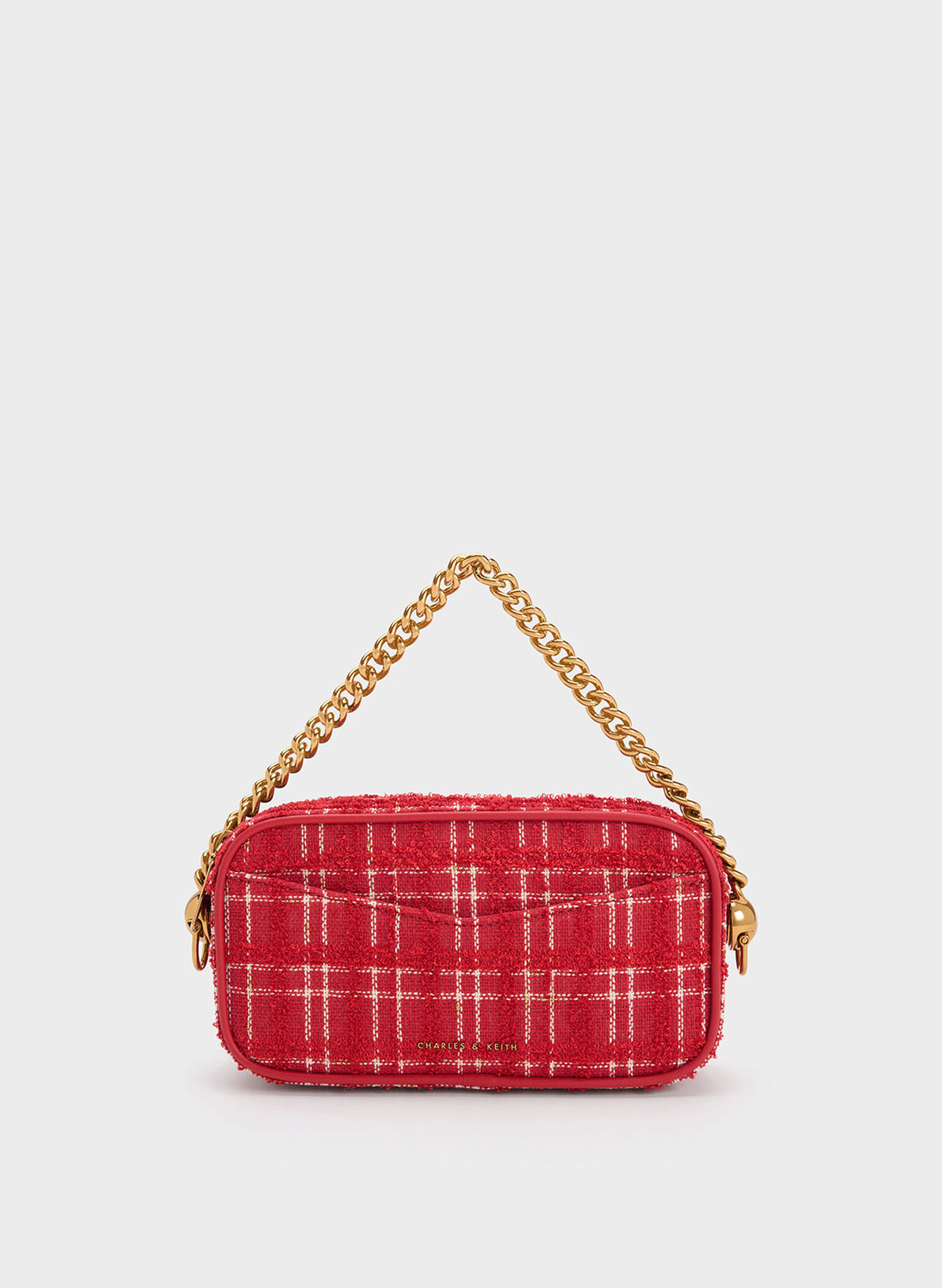 Charles & Keith - Women's Cayce Tweed Boxy Crossbody Bag, Red, S