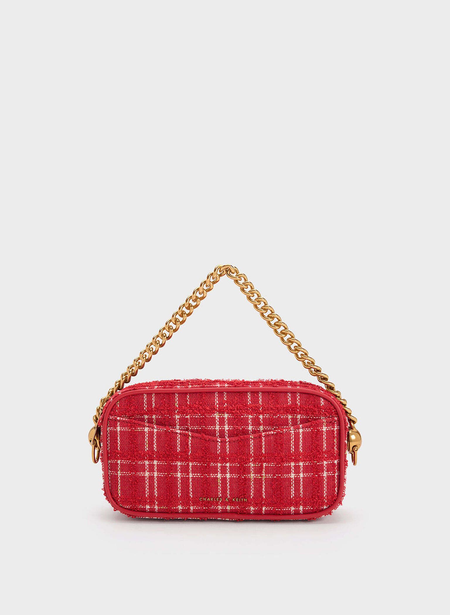 Cayce Tweed Boxy Crossbody Bag, Red, hi-res