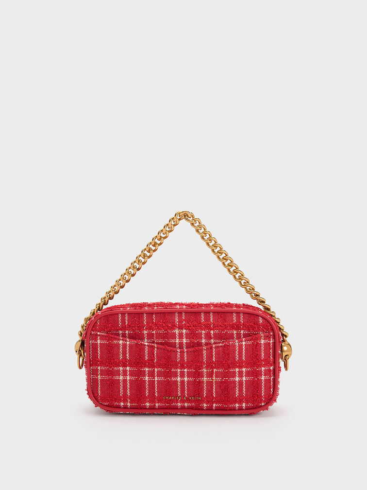 Bolso bandolera Cayce de tweed, Rojo, hi-res