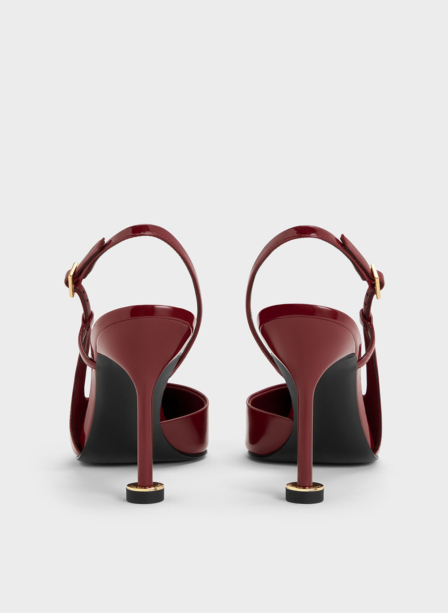 Patent Pointed-Toe Sculptural-Heel Slingback Pumps, Red, hi-res