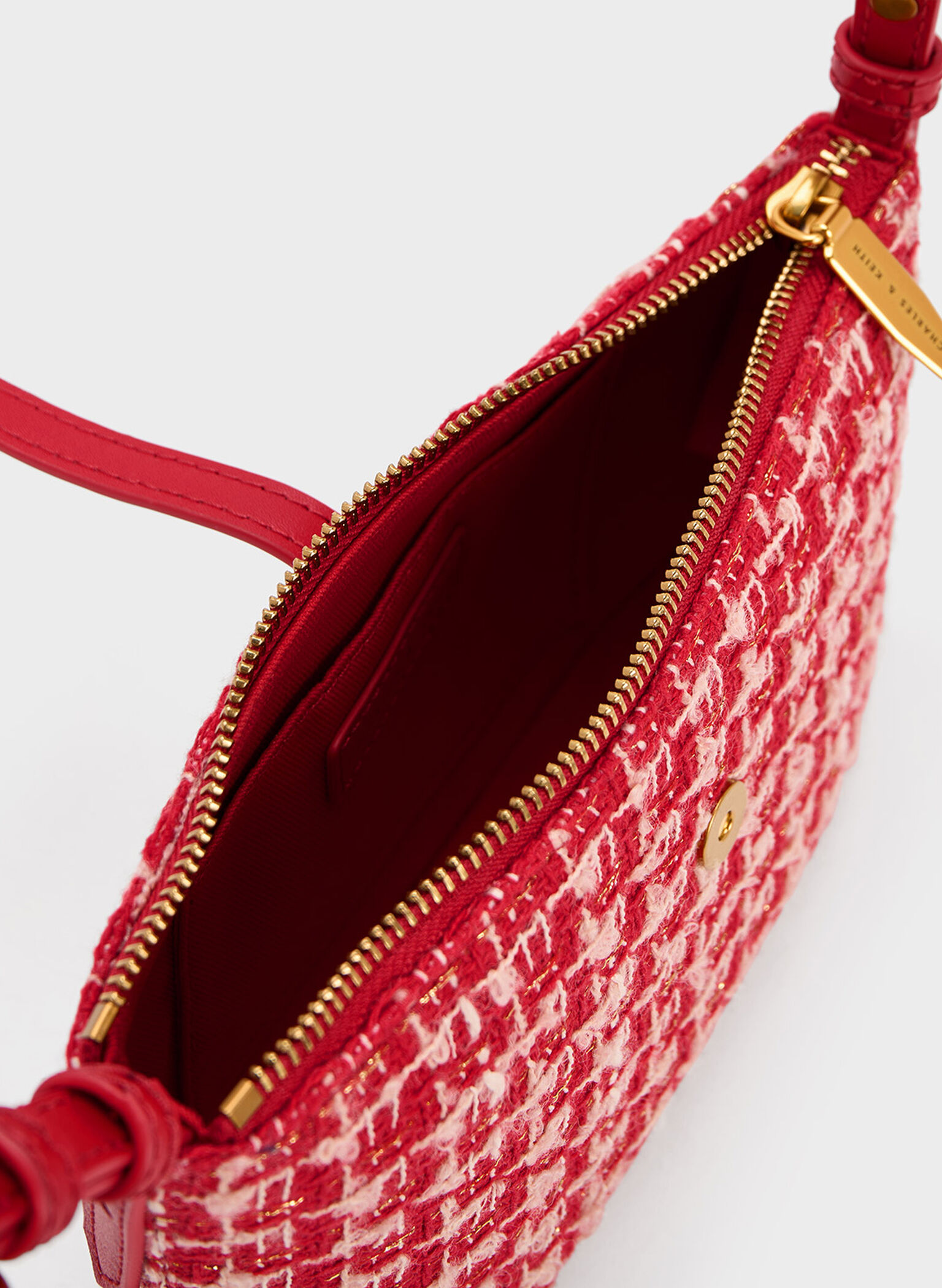 Trudy Tweed Belted Geometric Bag, Red, hi-res