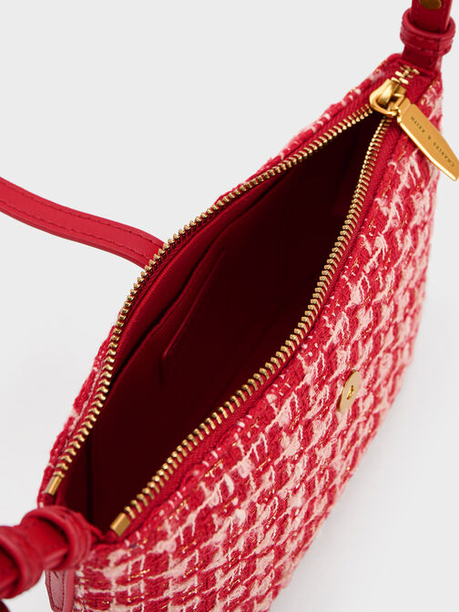 Trudy Tweed Belted Geometric Bag, Red, hi-res