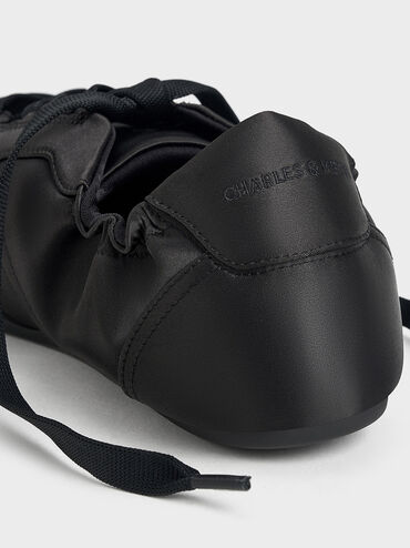 Cece Satin Ruched Bow Sneakers, Black Textured, hi-res