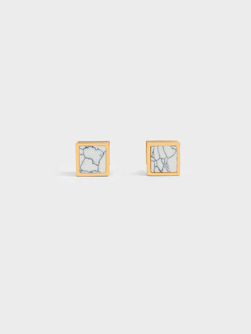 Briar Square Stud Earrings, Gold, hi-res