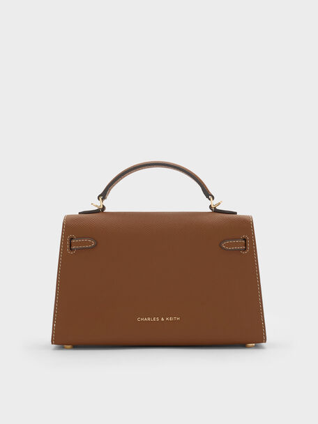 Tricha Knotted-Belt Top Handle Bag, Chocolate, hi-res