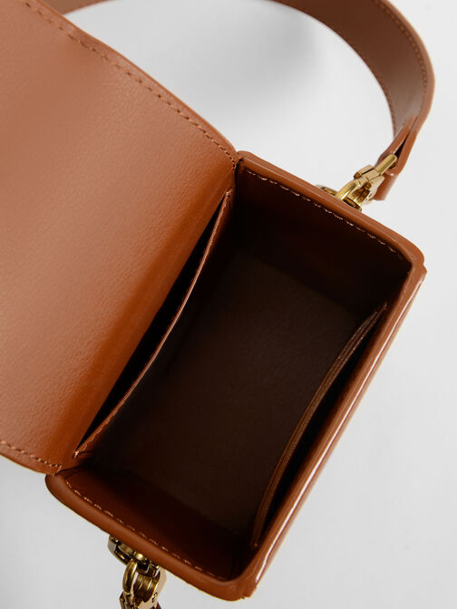 Elongated Crossbody Bag, Cognac, hi-res