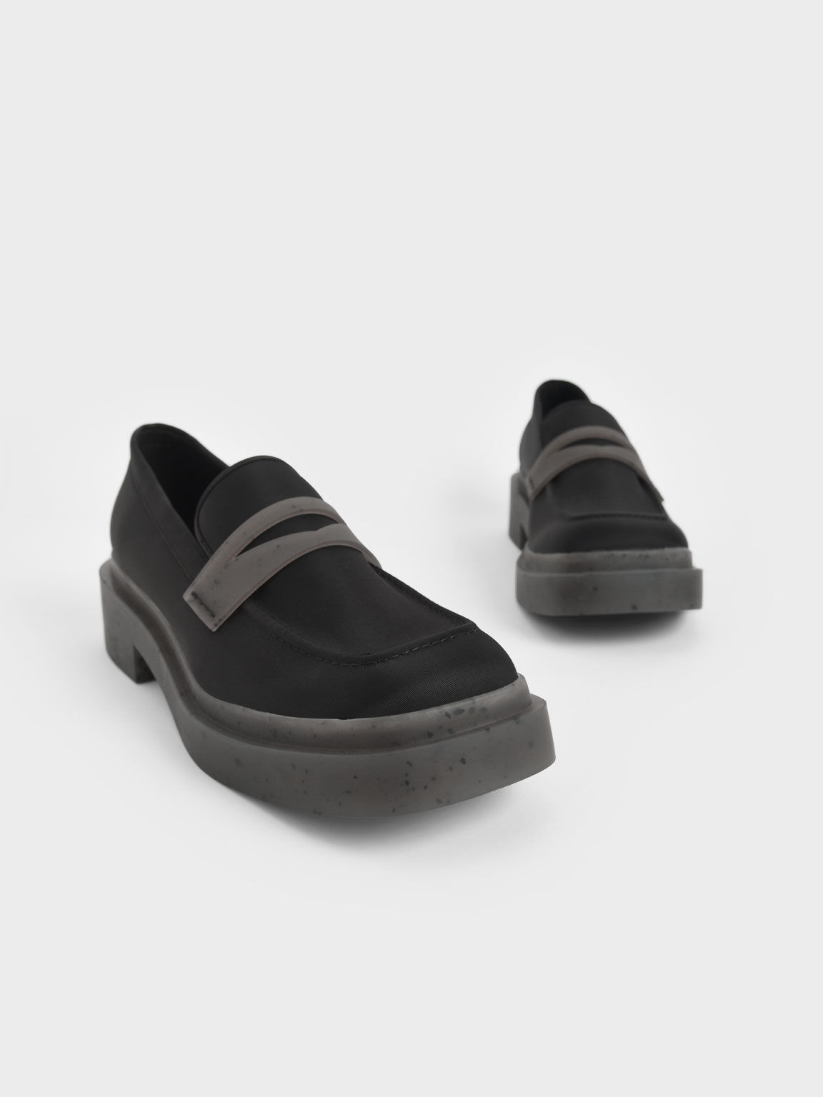 The Anniversary Series: Charli Recycled Nylon Penny Loafers, Black, hi-res