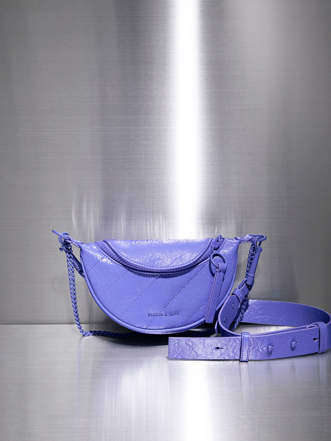Philomena Half Moon Crossbody Bag Purple