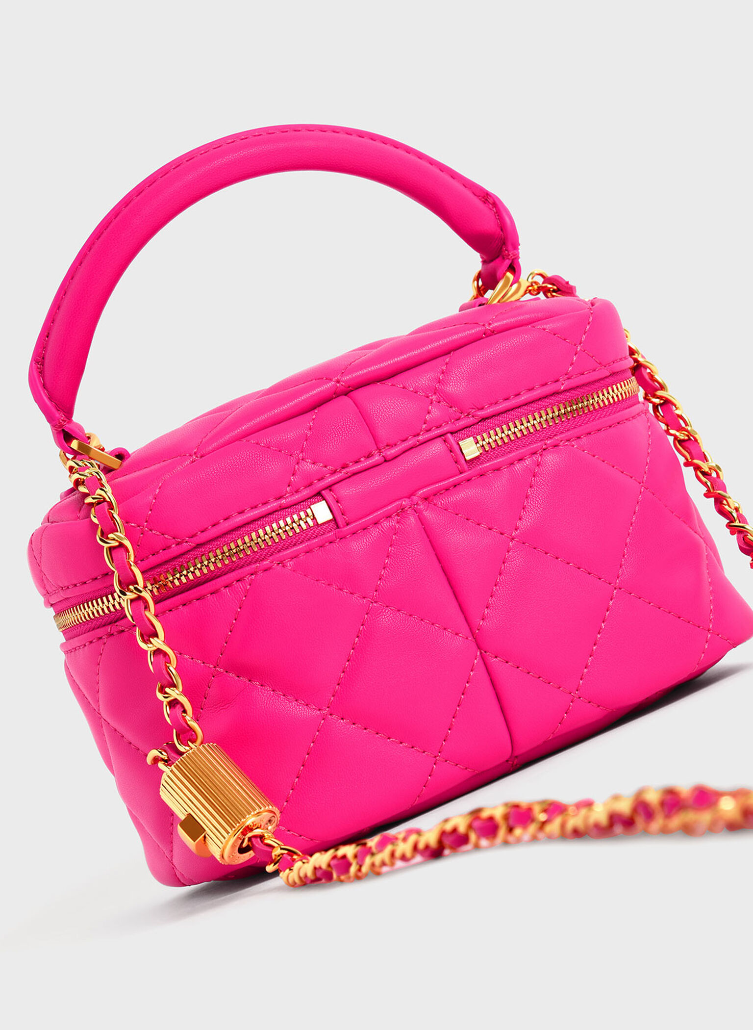 Fusia Quilted Two-Way Zip Mini Bag - CHARLES & KEITH SG