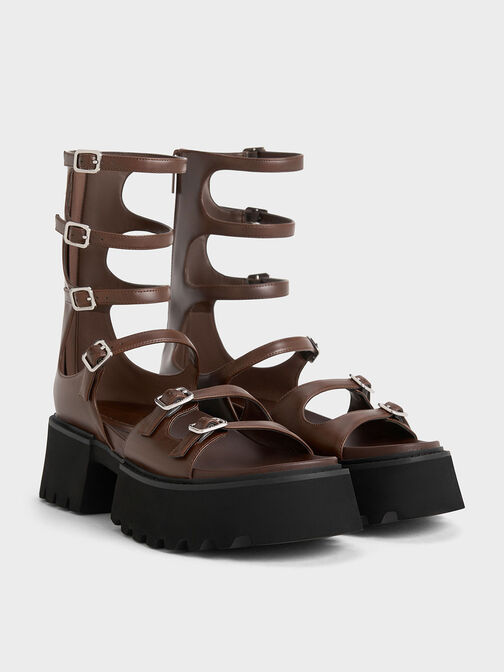 Lyric Gladiator Platform Sandals, Brown, hi-res
