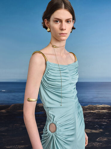Eimear Sculptural Asymmetrical Necklace, Gold, hi-res