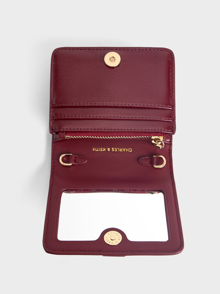 Agatha Chain-Accent Card Holder, Burgundy, hi-res