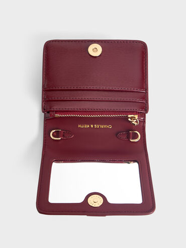 Agatha Chain-Accent Card Holder, Burgundy, hi-res